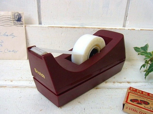 【Scotch】3M・スコッチ・ワインレッド色・ヴィンテージ・テープカッター/テープディスペンサー