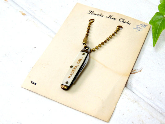 【MADERA・CAL】ヴィンテージ・ポケットナイフ/折りたたみナイフ・キーチェーン付き USA