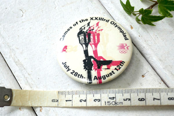 LA 1984 ロサンゼルス USA オリンピック  聖火ランナー ヴィンテージ 缶バッジ