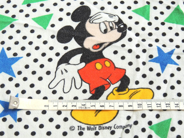【ミッキーマウス】星柄&水玉・コットン100%・ヴィンテージ・ユーズドシーツ(ボックスタイプ)