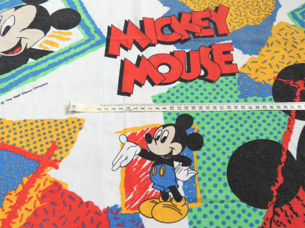 【ミッキーマウス】コットン100%・カラフルなヴィンテージ・ユーズドシーツ(ボックスタイプ)