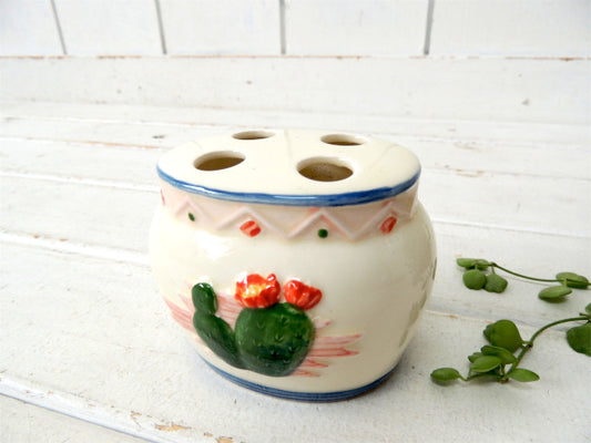 【MARY ANN BAKER】サボテン柄・陶器製・ヴィンテージ・歯ブラシスタンド/歯ブラシ置き