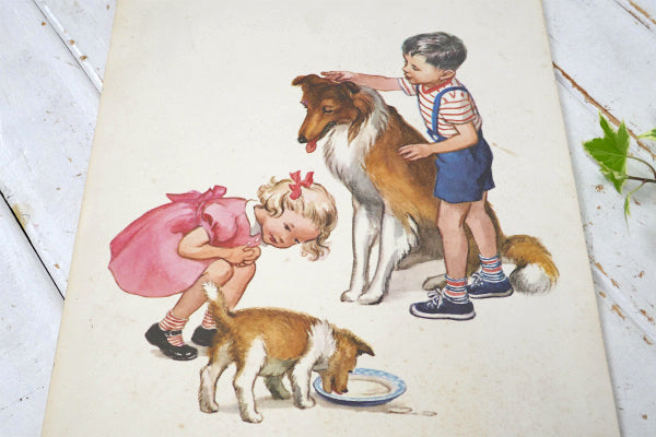 OUR FRIENDS 犬 リトグラフ 50's ヴィンテージ アートワーク ポスター 壁飾り US