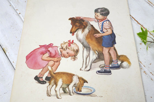 OUR FRIENDS 犬 リトグラフ 50's ヴィンテージ アートワーク ポスター 壁飾り US