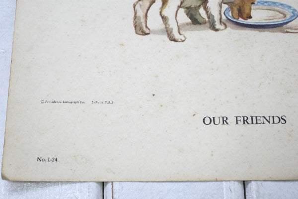 OUR FRIENDS 犬 リトグラフ 50's ヴィンテージ アートワーク ポスター 壁飾り US