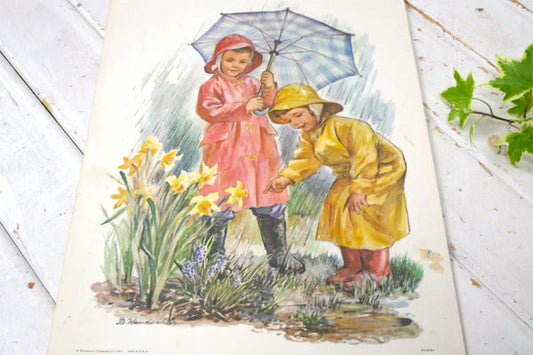 SPRING FLOWERS リトグラフ 60's ヴィンテージ アートワーク ポスター 壁飾り