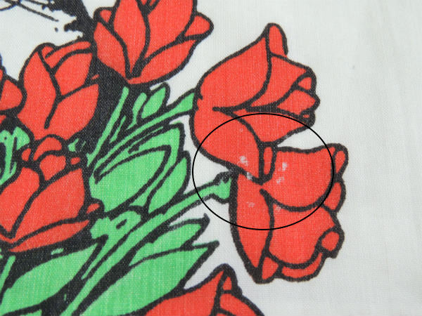 【クリバンキャット&バラの花束】Kliban Cat・ヴィンテージ・ユーズドシーツ(1/2) USA