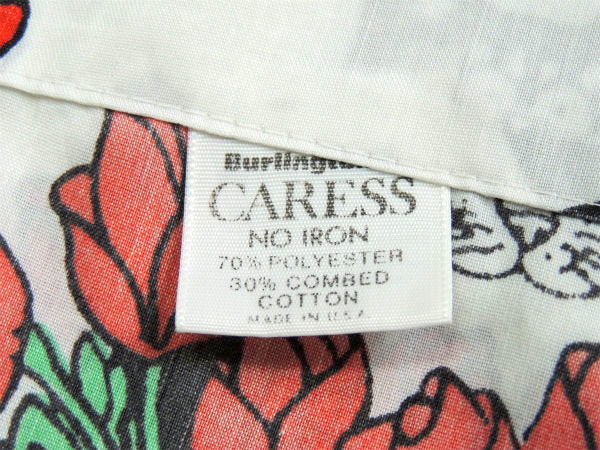 【クリバンキャット&バラの花束】Kliban Cat・ヴィンテージ・ユーズドシーツ(1/2) USA