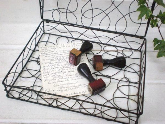 1950~1960s USA お洒落 デザイン ヴィンテージ ワイヤーケース 小物入れ 壁掛け　ミッドセンチュリー インテリア雑貨