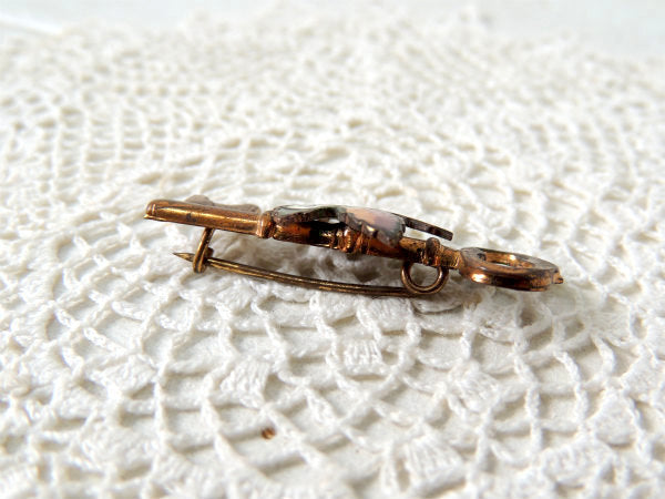 BRANDON 七宝焼き　鍵&メープル　モチーフ　アンティーク ヴィンテージ 　ブローチ　アクセサリー