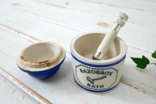 RAZOBRITE BATH セラミック 1930〜40s ヴィンテージ BARBER SHOP 男性用シェービング カミソリ 髭 陶磁器 床屋 理髪店