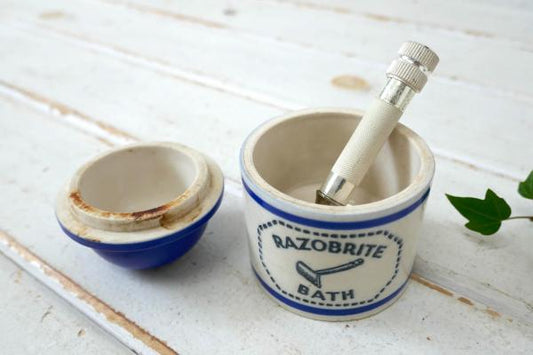 RAZOBRITE BATH セラミック 1930〜40s ヴィンテージ BARBER SHOP 男性用シェービング カミソリ 髭 陶磁器 床屋 理髪店