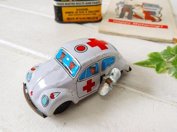 ブリキ・ミニカー ヴィンテージ・VW・フォルクスワーゲン・ビートル・自動車・救急車