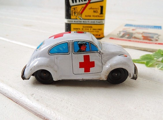 ブリキ・ミニカー ヴィンテージ・VW・フォルクスワーゲン・ビートル・自動車・救急車