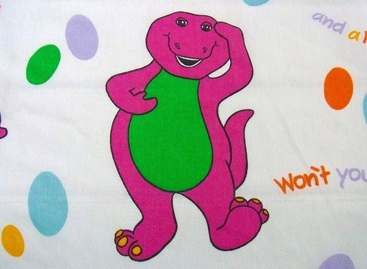 【バーニー&フレンズ】恐竜柄・ユーズドシーツ(フラット) USA