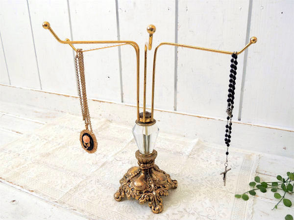 デコラティブ・猫脚デザイン・ゴールドトーン・ヴィンテージ・アクセサリースタンド・ジュエリーホルダー