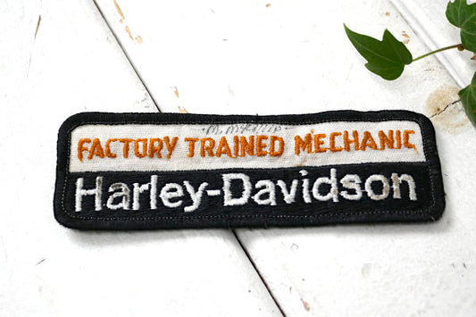 USA・ハーレーダビッドソン 70s 刺繍・ヴィンテージ・ワッペン・ファクトリー・技術者・メカニック