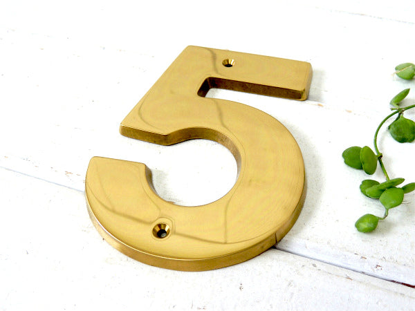 5 数字・真鍮製・デッドストック・ヴィンテージ・ナンバーサイン・看板