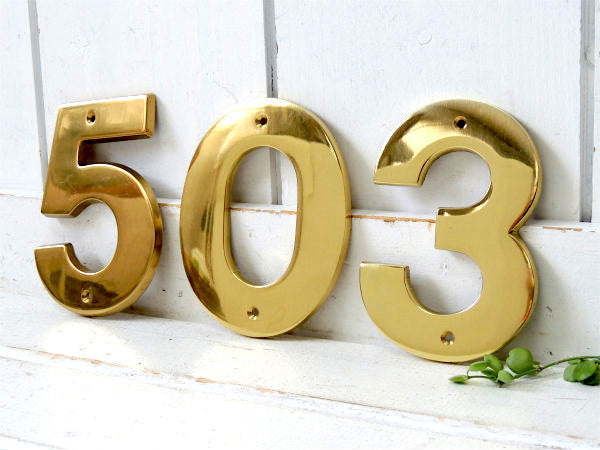 5 数字・真鍮製・デッドストック・ヴィンテージ・ナンバーサイン・看板