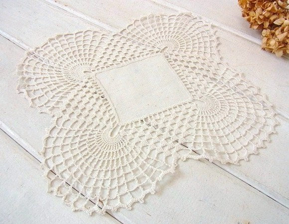 手編み クロシェレース デッドストック アンティーク ドイリー ハンドメイド USA