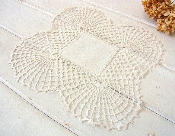 手編み クロシェレース デッドストック アンティーク ドイリー ハンドメイド USA