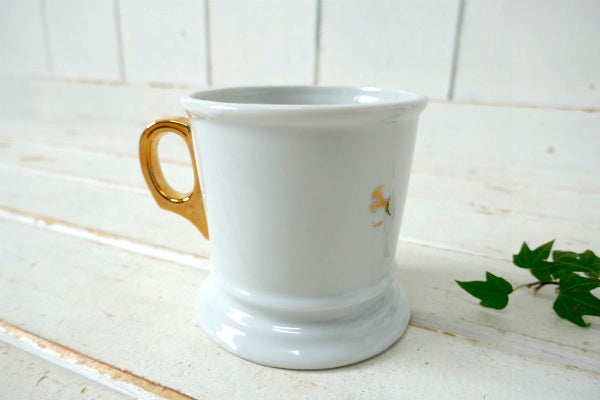 イニシャル&アニマル ゴールドハンドル セラミック製 ヴィンテージ シェービングカップ シェービングマグ