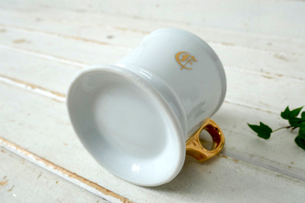 イニシャル&アニマル ゴールドハンドル セラミック製 ヴィンテージ シェービングカップ シェービングマグ