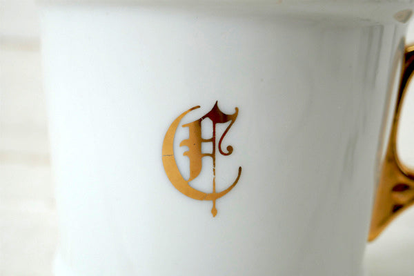 イニシャル&アニマル ゴールドハンドル セラミック製 ヴィンテージ シェービングカップ シェービングマグ