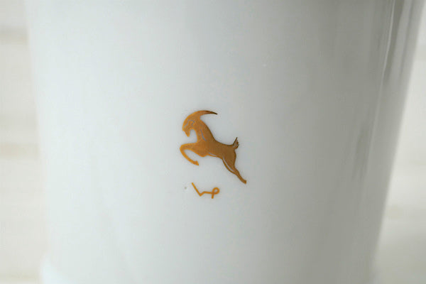 イニシャル&アニマル ゴールドハンドル セラミック製 ヴィンテージ シェービングカップ シェービングマグ