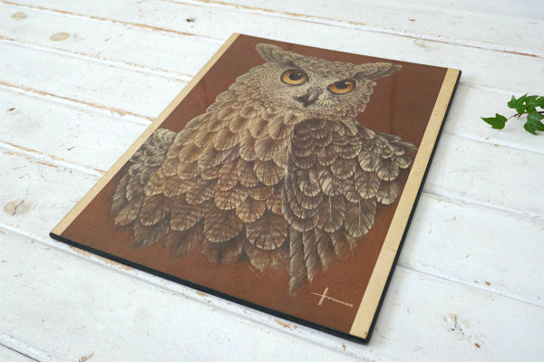 H Vos・フクロウ・Owl・ヴィンテージ・ウォールアート・壁飾り・ウォールデコ・インテリア USA