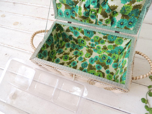 レトロな花柄・2段式・ヴィンテージ・ソーイングボックス/裁縫箱