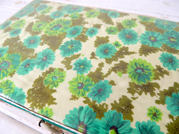 レトロな花柄・2段式・ヴィンテージ・ソーイングボックス/裁縫箱