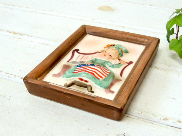 【ベッツィーロス】Napco・星条旗・セラミック製・アンティーク・壁飾り/ウォールデコ/里帰り品