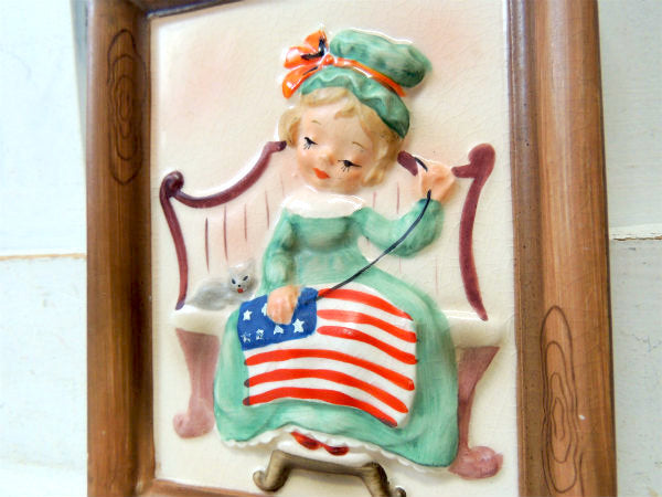【ベッツィーロス】Napco・星条旗・セラミック製・アンティーク・壁飾り/ウォールデコ/里帰り品