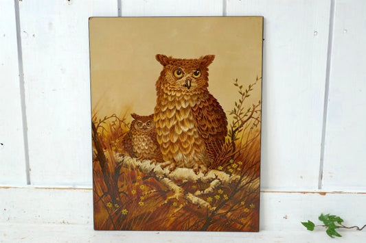 フクロウ 親子・Owl・ヴィンテージ・ウォールアート・壁飾り・ウォールデコ・インテリア USA