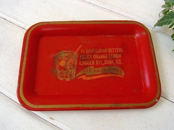 【OLD FASHIONED】カクテル・ヴィンテージ・トレイ/マネートレイ USA