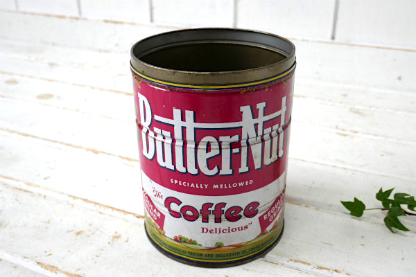 コーヒー缶 Butter-Nut Coffee・ネブラスカ ブリキ製・ヴィンテージ・ガーデニング