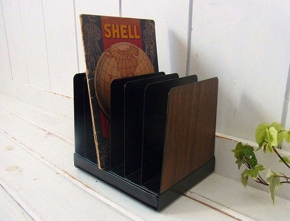 LIT NING モダンなウッド柄・メタル製・ヴィンテージ・書類スタンド/ブックスタンド USA