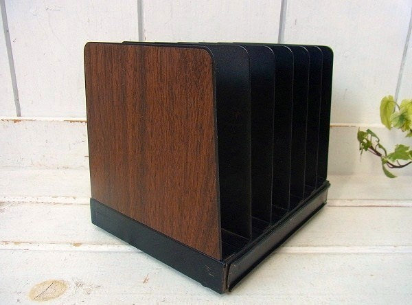 LIT NING モダンなウッド柄・メタル製・ヴィンテージ・書類スタンド/ブックスタンド USA