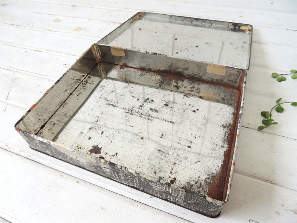 VERKADE オランダ・ムント塔&運河の街並・ヴィンテージ・ティン缶 ビスケット缶