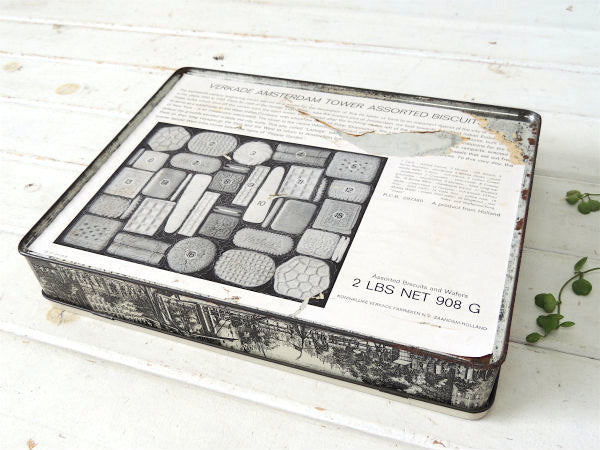 VERKADE オランダ・ムント塔&運河の街並・ヴィンテージ・ティン缶 ビスケット缶