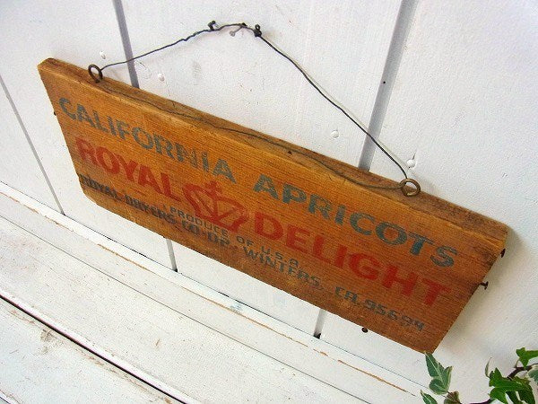 アプリコット・木箱 ビンテージ・ウッドプレート 木製サイン・USA・看板