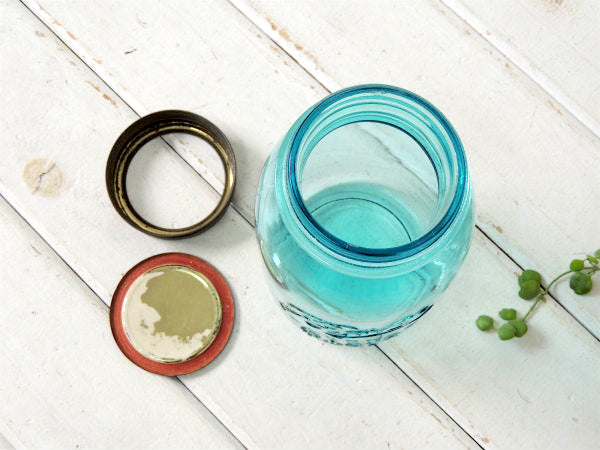 【BALL】1910~クリアブルー・アンティーク・メイソンジャー/ガラスジャー/保存瓶 USA