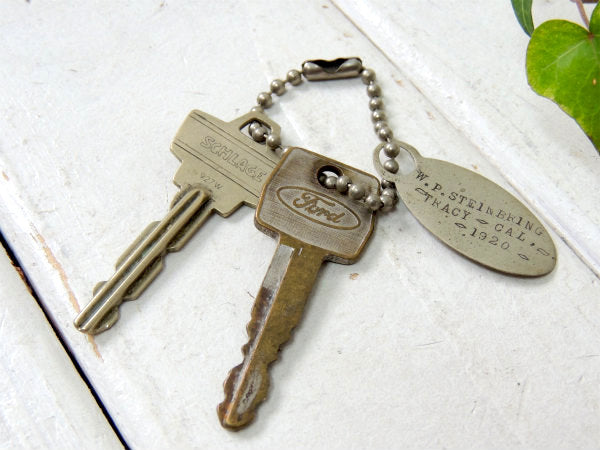 【1920's・W.P. STEINBRING】ヴィンテージ・キーホルダー・フォード・アメ車・鍵付き