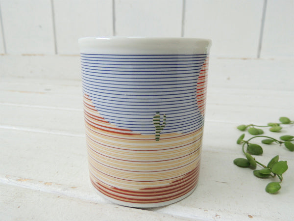 砂漠のサボテン&夕日柄・陶器製・ヴィンテージ・マグカップ/ネイティブ