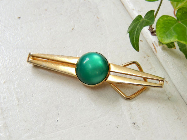 【SWANK社製】グリーン×ゴールド・ダブルライン・ヴィンテージ・タイピン・スワンク・アクセサリー