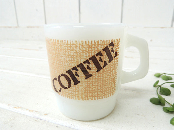 【FireKing】COFFEE×ジュート柄・ファイヤーキング・マグカップ/コーヒー