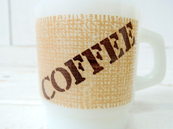 【FireKing】COFFEE×ジュート柄・ファイヤーキング・マグカップ/コーヒー