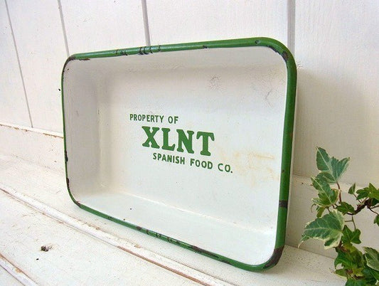 文字入りのアンティーク・ホーロートレイ/ホーローバット USA