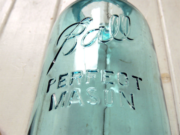 【Ball】~1933クリアブルー・ビッグサイズ・アンティーク・メイソンジャー/ガラスジャー/保存瓶